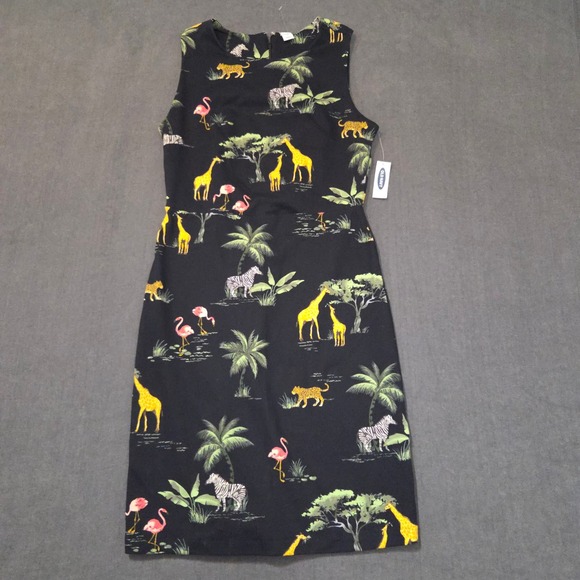 Old Navy Dresses & Skirts - Old Navy Safari Animal Print Sheath Dress Womens S Black Giraffe Zebra Flamingo